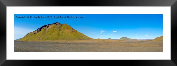 Iceland landscape panorama: Emstrur surroundings. Green mountain and lava soil Framed Mounted Print by Kristof Bellens
