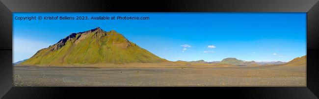 Iceland landscape panorama: Emstrur surroundings. Green mountain and lava soil Framed Print by Kristof Bellens