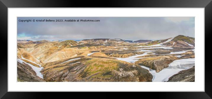 Panorama of the landscape in Iceland on the Laugavegur trekking route and hiking trail Framed Mounted Print by Kristof Bellens