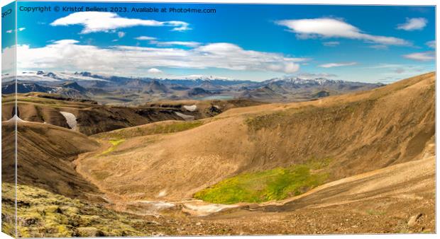 Panorama of the landscape in Iceland on the Laugavegur trekking route and hiking trail Canvas Print by Kristof Bellens