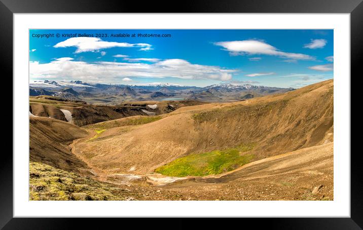 Panorama of the landscape in Iceland on the Laugavegur trekking route and hiking trail Framed Mounted Print by Kristof Bellens