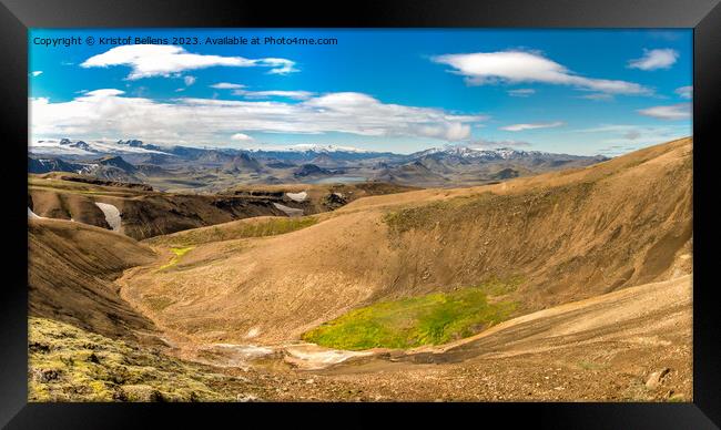 Panorama of the landscape in Iceland on the Laugavegur trekking route and hiking trail Framed Print by Kristof Bellens