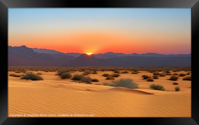 AI Desert Sunset Framed Print by Stephen Pimm