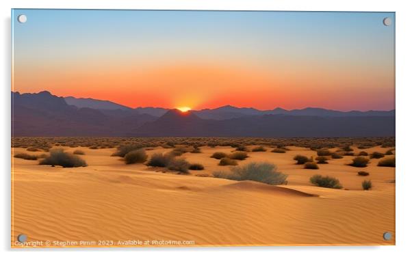 AI Desert Sunset Acrylic by Stephen Pimm