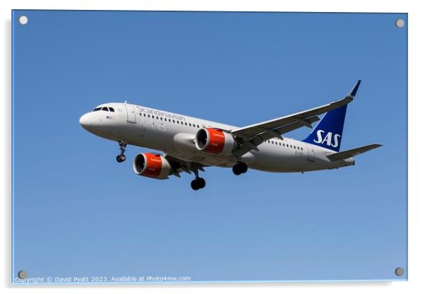 Scandinavian Airlines Airbus A320 Acrylic by David Pyatt