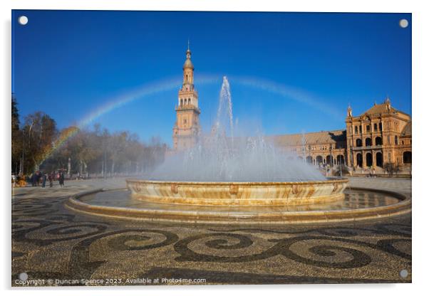 The Rainbow over the Fountain Acrylic by Duncan Spence