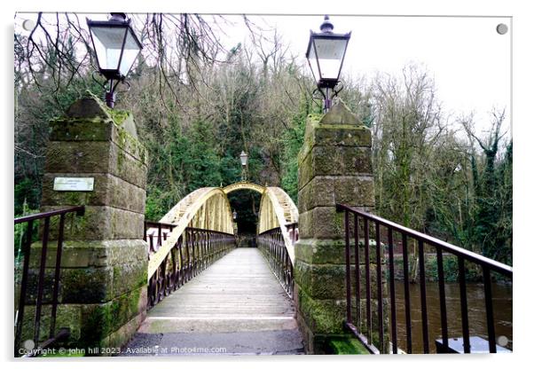 Jubilee bridge at Matlock Bath Derbyshire. Acrylic by john hill