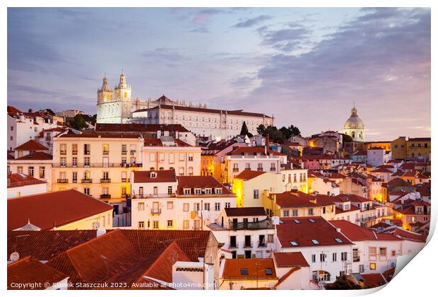 Lisbon Dawn Print by Slawek Staszczuk