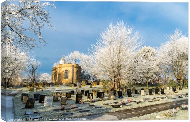 Heavy frost in St Peter and St Paul churchyard Canvas Print by Allan Bell