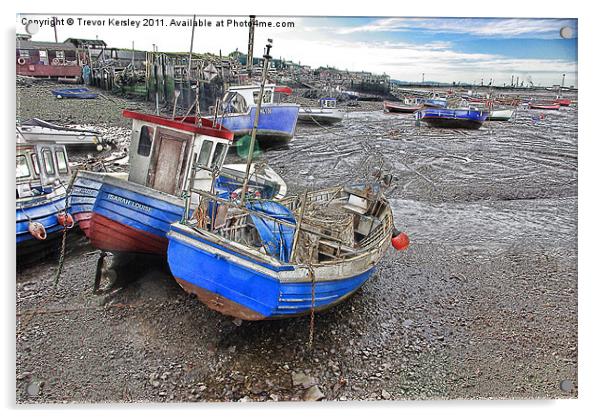 Fishing Fleet - Paddy's Hole Acrylic by Trevor Kersley RIP
