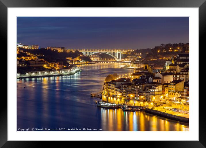 Porto Night Framed Mounted Print by Slawek Staszczuk