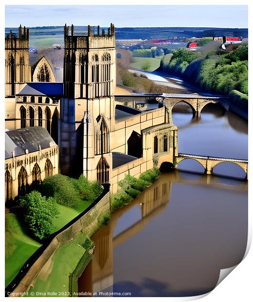 Durham City Cathedral View Print by Dina Rolle
