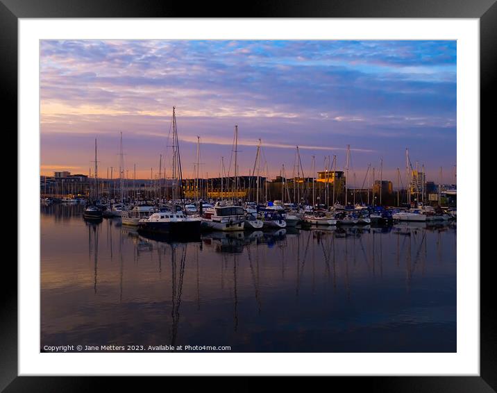 Boats Docked at Penarth Marina Framed Mounted Print by Jane Metters
