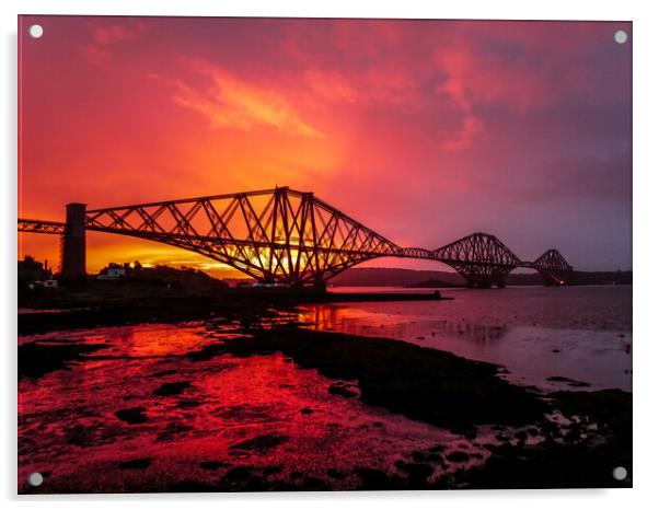 Forth Bridge Sunrise Acrylic by Set Up, Shoots and Leaves
