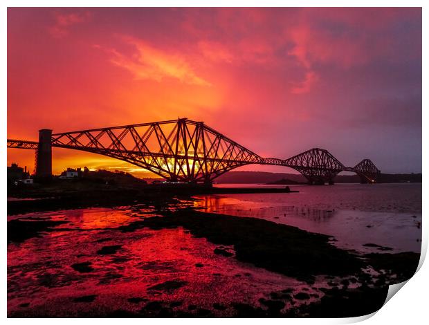 Forth Bridge Sunrise Print by Set Up, Shoots and Leaves