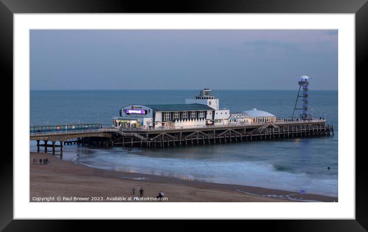 Bournemouth Pier at night Framed Mounted Print by Paul Brewer