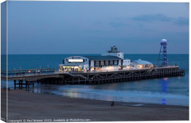 Bournemouth Pier at night Canvas Print by Paul Brewer