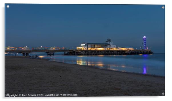 Bournemouth Pier at night Acrylic by Paul Brewer