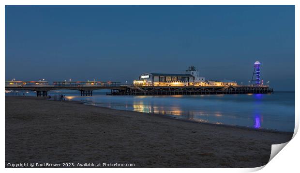 Bournemouth Pier at night Print by Paul Brewer