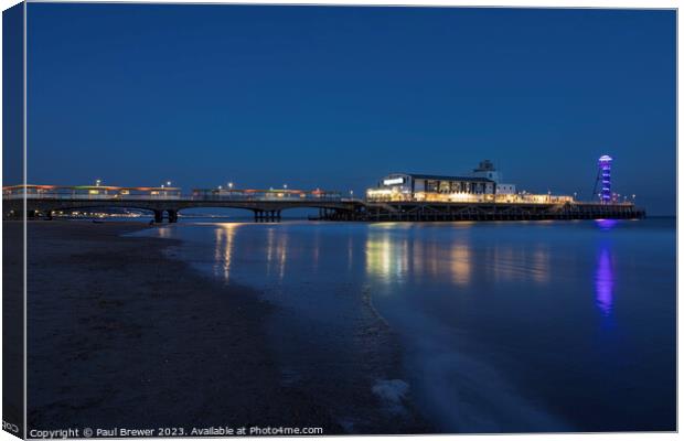 Bournemouth Pier at night Canvas Print by Paul Brewer