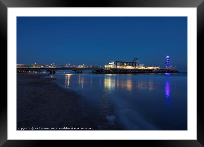 Bournemouth Pier at night Framed Mounted Print by Paul Brewer