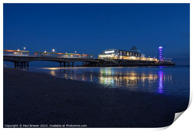 Bournemouth Pier at night Print by Paul Brewer