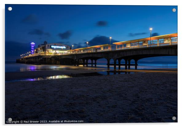 Bournemouth Pier at night Acrylic by Paul Brewer