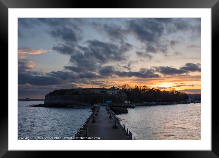 Weymouth Nothe Fort at Sunset Framed Mounted Print by Paul Brewer