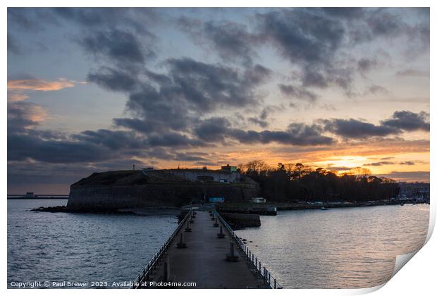 Weymouth Nothe Fort at Sunset Print by Paul Brewer