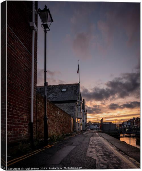 Weymouth Harbourside at Dusk Canvas Print by Paul Brewer