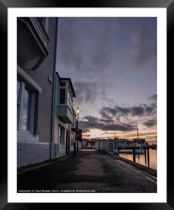 Weymouth Harbourside at Dusk Framed Mounted Print by Paul Brewer