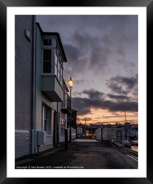 Weymouth Harbourside at Dusk Framed Mounted Print by Paul Brewer