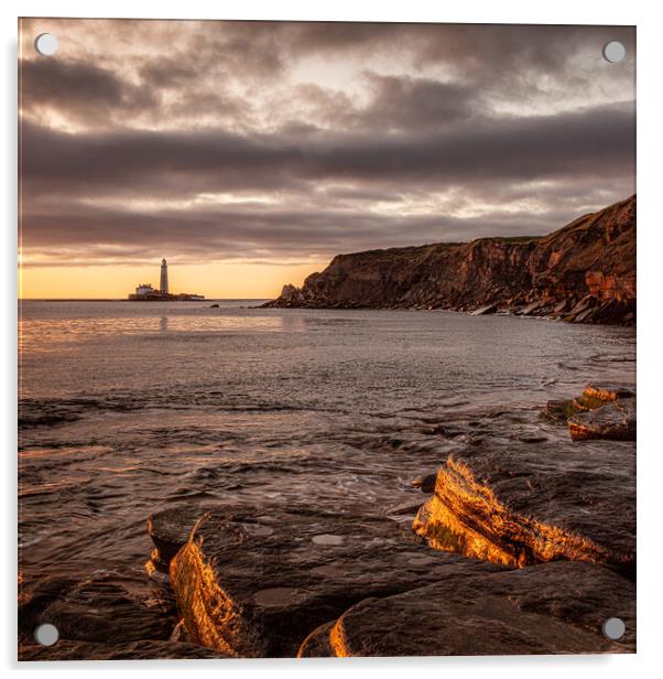 St. Mary's Lighthouse from the Beach at Old Hartley Acrylic by Will Ireland Photography