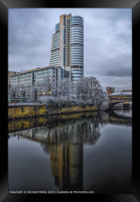 Leeds City Centre frosty morning Framed Print by Richard Perks