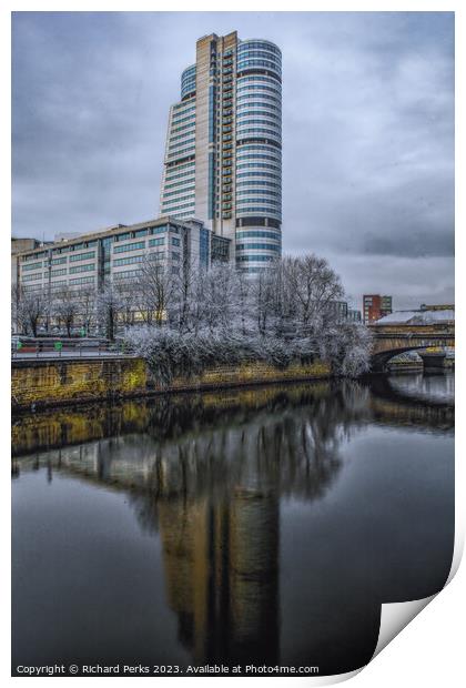 Leeds City Centre frosty morning Print by Richard Perks