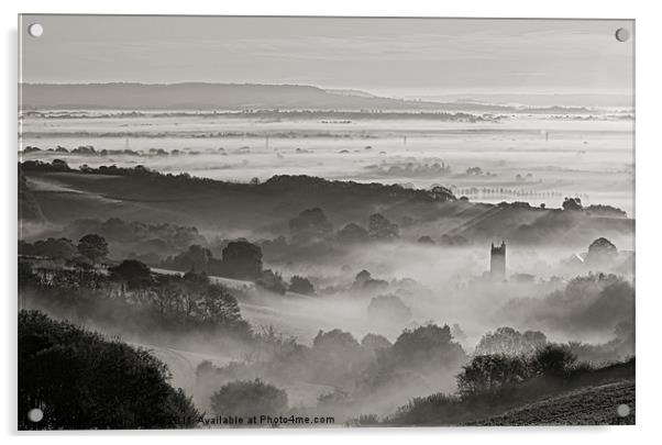 Mist in the Culm Valley Acrylic by Pete Hemington