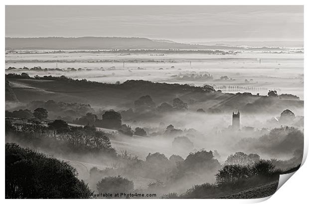 Mist in the Culm Valley Print by Pete Hemington