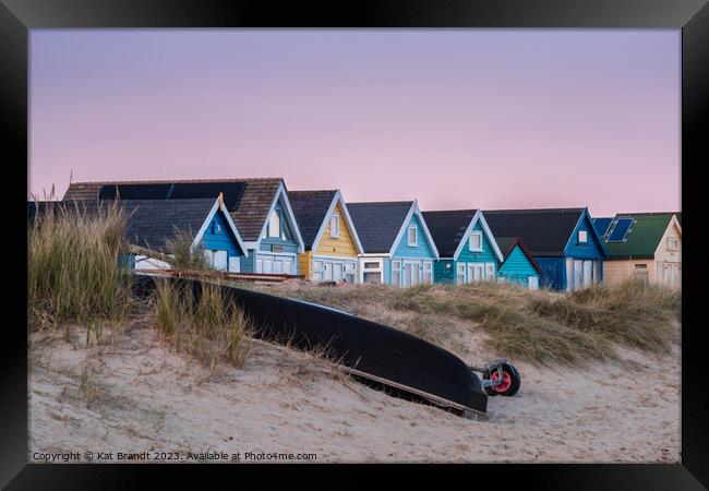 A Colourful Sunset at Hengistbury Head Beach Huts Framed Print by KB Photo