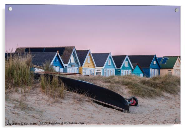 A Colourful Sunset at Hengistbury Head Beach Huts Acrylic by KB Photo
