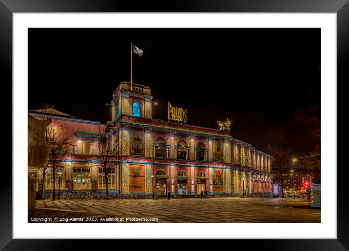 The colourful Palads Cinema in Copenhagen at night Framed Mounted Print by Stig Alenäs