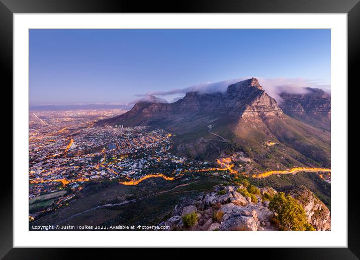 Table Mountain and Cape Town from Lion's Head Framed Mounted Print by Justin Foulkes