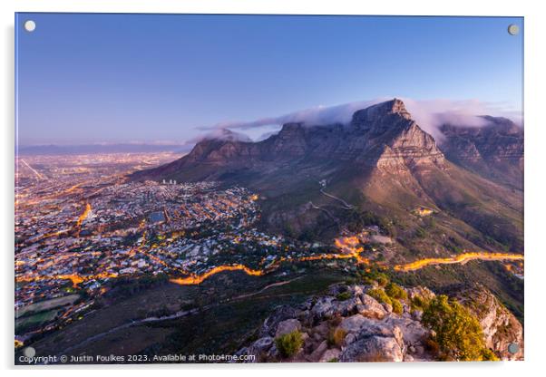 Table Mountain and Cape Town from Lion's Head Acrylic by Justin Foulkes