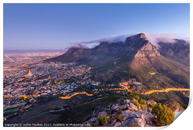 Table Mountain and Cape Town from Lion's Head Print by Justin Foulkes
