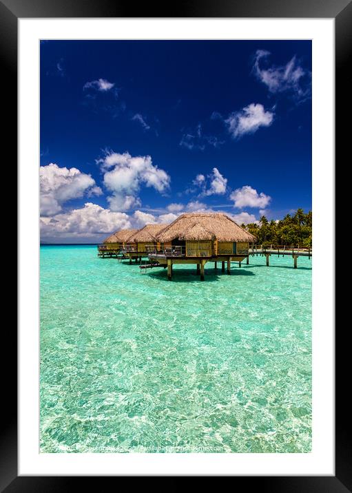 Bora Bora Island Overwater luxury resort Bungalows Polynesia Framed Mounted Print by Spotmatik 