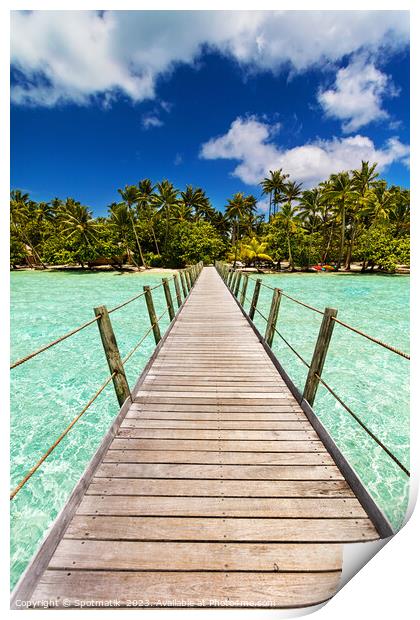 Bora Bora tropical Island overwater boardwalk French Polynesia Print by Spotmatik 