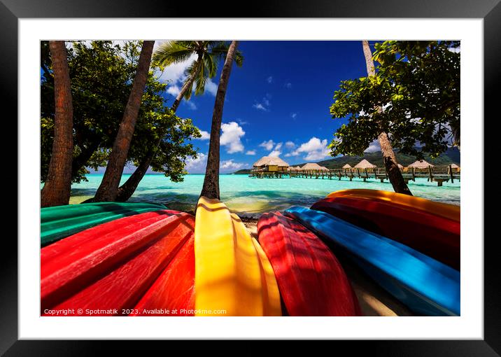 kayaks Bora Bora active vacation luxury resort Polynesia Framed Mounted Print by Spotmatik 