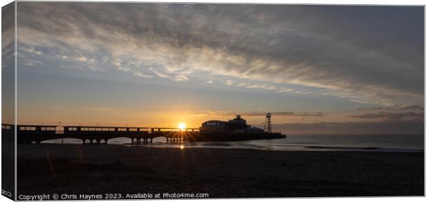 Winter sunrise over Bournemouth Pier Canvas Print by Chris Haynes
