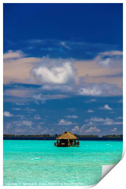 Aquamarine lagoon Bora Bora Overwater luxury Bungalow Polynesia Print by Spotmatik 
