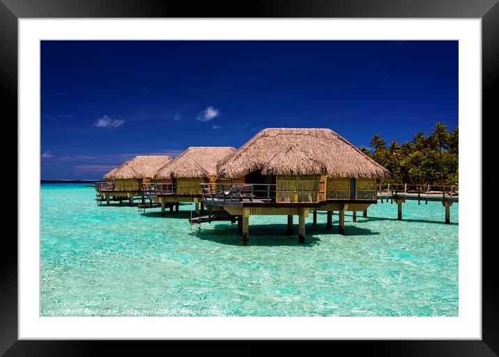 Bora Bora luxury holiday resort with Overwater Bungalows  Framed Mounted Print by Spotmatik 
