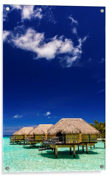Bora Bora Overwater luxury Bungalows Aquamarine lagoon Polynesia Acrylic by Spotmatik 